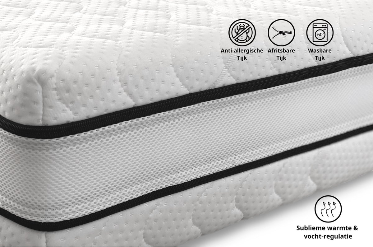 Akkon® NASA Pocketvering Matras 90x210 - 21 cm dik | Traagschuim afdeklaag - 3D Premium Tijk — afbeelding 2