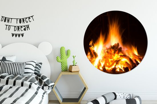 Wall Circle - Wall Circle Indoor - Cheminée fond noir - ⌀ 140 cm - Décoration murale - Peintures ronds