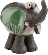 Raku Comix - crazy neushoorn - groen - raku geglazuurd beeld