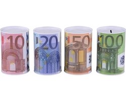 Merkloos Spaarpot - Euroblik Design - Eenmalig Te Openen - 8 x 13 cm - Assortiment