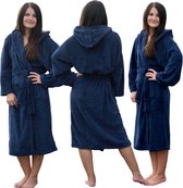 HOMELEVEL Badjas Robes de bain Femmes Hommes Unisexe - Badjas de Voyages Robe de Chambre Sauna Manteau Robe de Chambre Denim Bleu Taille XL