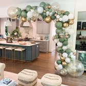 Ballonnenboog - 127 groene & gouden ballonnen - feestartikelen & feest versiering