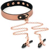 Rose Gold Memory Exclusieve smalle collar met tepelklemmen - rosé goud