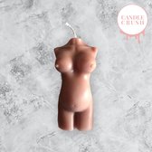 Preggo Phoebe body candle 10 cm (glitter inhoud & babyshower cadeau!) - lichaam kaars - torso zwangere vrouw - bruin