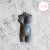 Preggo Phoebe body candle 10 cm (glitter inhoud & babyshower cadeau!) - lichaam kaars - torso zwangere vrouw - grijs