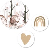 Muurcirkel Bosdieren | Natural | kinderkamer | babykamer jongen & meisje