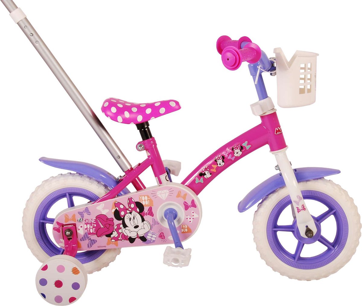 Disney Minnie Cutest Ever! Kinderfiets Meisjes 10 inch Roze Wit Paars Doortrapper - Foto 5