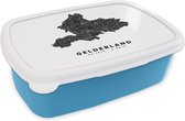 Broodtrommel Blauw - Lunchbox - Brooddoos - Gelderland - Pays- Nederland - Carte - 18x12x6 cm - Enfants - Garçon
