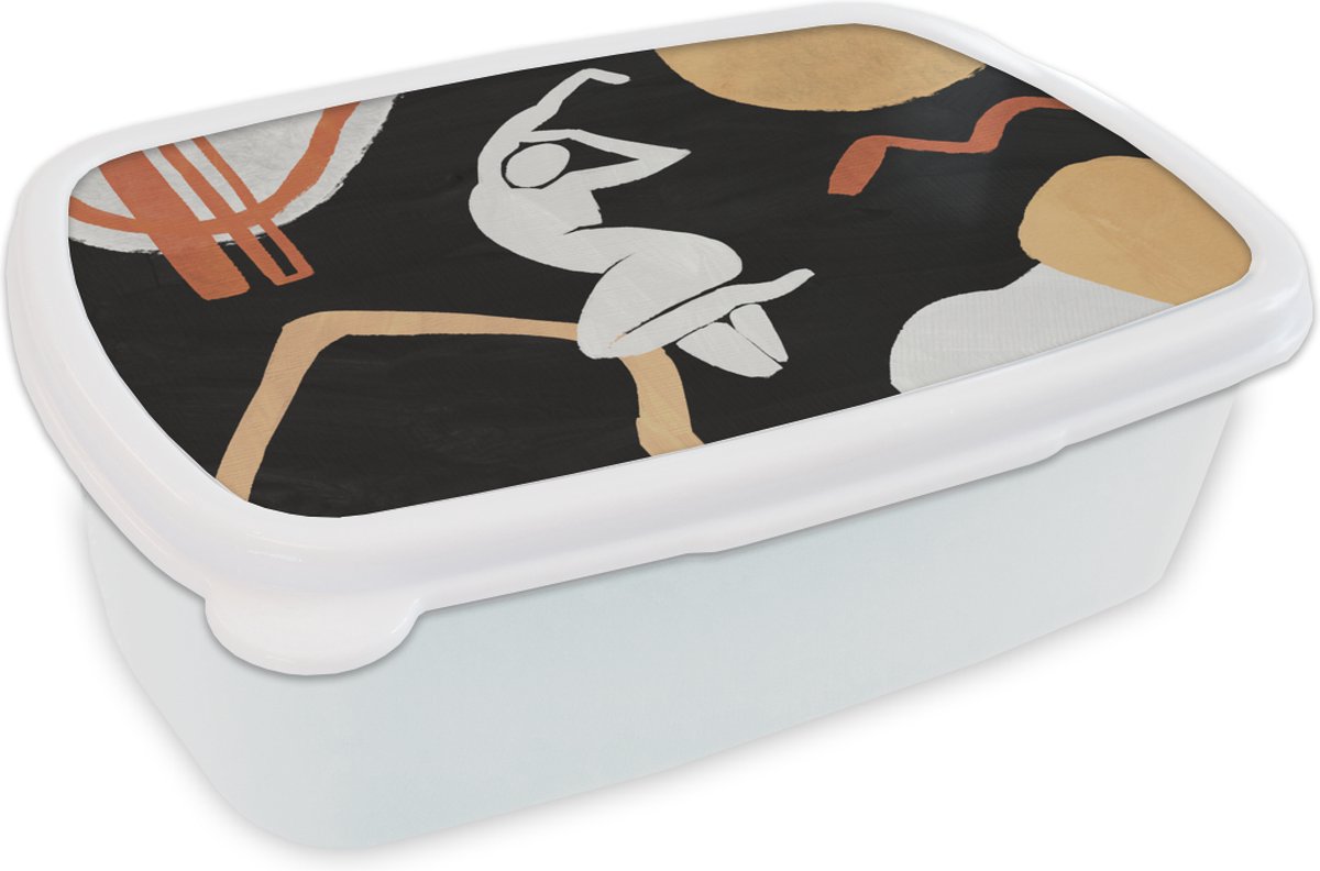 Broodtrommel Wit - Lunchbox - Brooddoos - Vrouw - Figuur - Kunst - 18x12x6 cm - Volwassenen