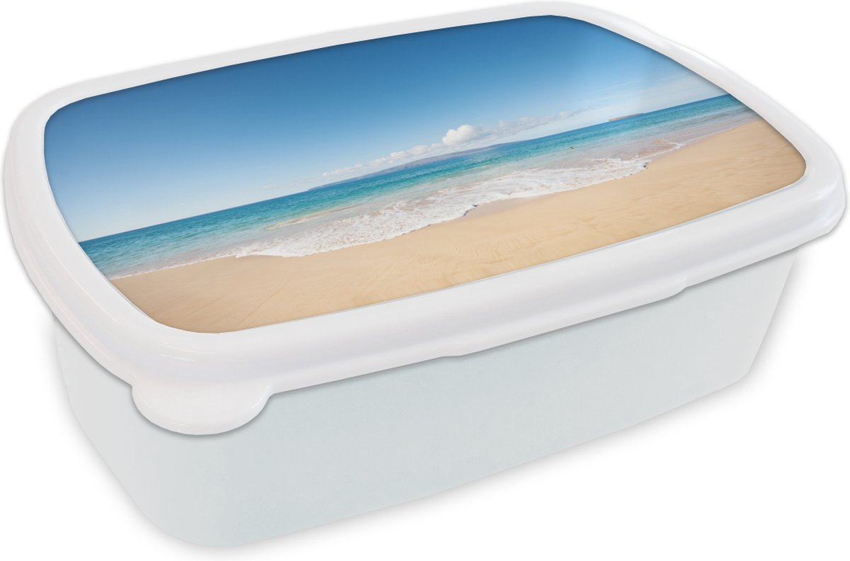 Broodtrommel Wit - Lunchbox - Brooddoos - Zee - Turquoise - Hawaii - 18x12x6 cm - Volwassenen