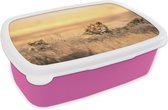 Lunchbox Rose - Lunchbox - Boîte à pain - Lions - Herbe - Ciel - 18x12x6 cm - Enfants - Fille