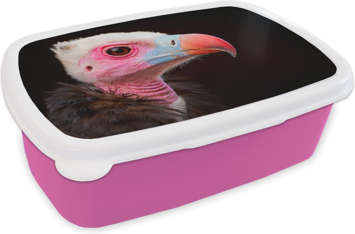Broodtrommel Roze - Lunchbox - Brooddoos - Gier - Vogel - Snavel - 18x12x6 cm - Kinderen - Meisje