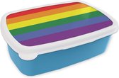 Broodtrommel Blauw - Lunchbox - Brooddoos - Regenboog Vlag - Pride Vlag - Love - 18x12x6 cm - Kinderen - Jongen