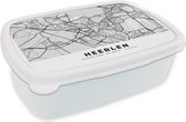 Lunchbox Wit - Lunchbox - Breadbox - Carte - Heerlen - Zwart - Wit - 18x12x6 cm - Adultes