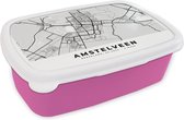 Broodtrommel Roze - Lunchbox - Brooddoos - Kaart - Amstelveen - Nederland - 18x12x6 cm - Kinderen - Meisje