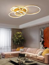 UnicLamps LED  - 5 Ringen Plafondlamp - Met Afstandsbediening - Smart lamp - Goud - Dimbaar - Woonkamerlamp - Moderne lamp - Plafoniere