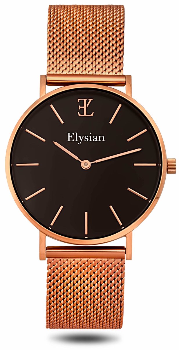 Elysian - Horloge Dames - Rose Goud Mesh - Waterdicht - 36mm - Cadeau Voor Vrouw