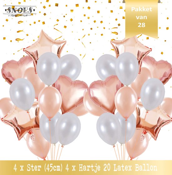 Ballon Pakket 28 Stuks Rose Gold / White Pearl * Rose Goud Ballonnen Boeketten * Snoes * Feest Huwelijk Verjaardag Decoratie Set.