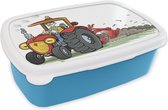 Boîte à pain Blauw - Boîte à lunch - Boîte à pain - Tracteur - Fermier - Rouge - 18x12x6 cm - Enfants - Garçon