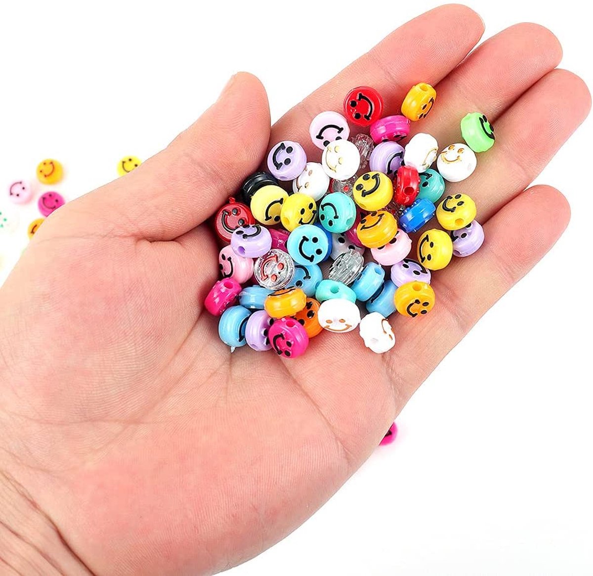 Behave Smiley Kralen Set 375 Stuks - 15 Kleuren - Kralen Doos - DIY Sieraden Maken - Knutselen Meisjes - Incl. Rijgdraad — afbeelding 11