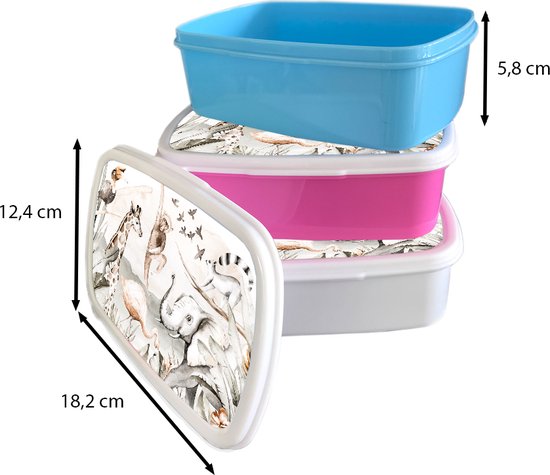 Lunch box Rose - Lunch box - Boîte à pain - Aquarelle - Animaux - Jungle - Garçons - Filles - Enfants - Enfant - 18x12x6 cm - Enfants - Fille