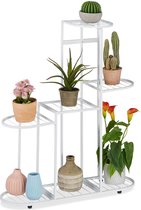 Relaxdays plantenrek etages - plantentrap metaal - planten etagere - plantenstandaard - wit