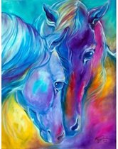 Diamond Painting - Paarden - Kleurrijk - 40x50 cm - Vierkante Steentjes - Dieren - Volwassenen - Hobby - Cadeau - Moederdag - Kado