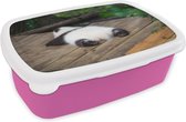 Broodtrommel Roze - Lunchbox - Brooddoos - Dier - Panda - Slapen - 18x12x6 cm - Kinderen - Meisje