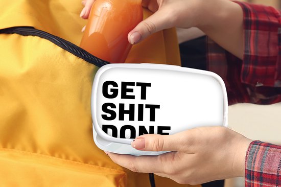 Lunch box Wit - Lunch box - Boîte à pain - Citations - Dictons - Get shit done - 18x12x6 cm - Adultes