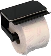 Narvie Toiletrolhouder met Plankje - WC Rolhouder - Simpele Montage - Badkamer accessoires - Design Toiletrolhouder - Zwart