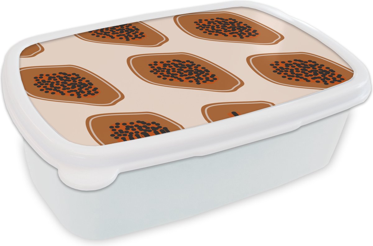 Broodtrommel Wit - Lunchbox - Brooddoos - Zomer - Avocado's - Pastel - 18x12x6 cm - Volwassenen