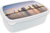 Broodtrommel Wit - Lunchbox - Brooddoos - Rotterdam - Skyline - Zon - 18x12x6 cm - Volwassenen