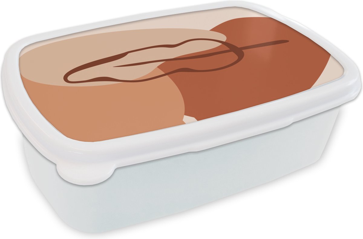 Broodtrommel Wit - Lunchbox - Brooddoos - Zomer - Blad - Simpel - 18x12x6 cm - Volwassenen