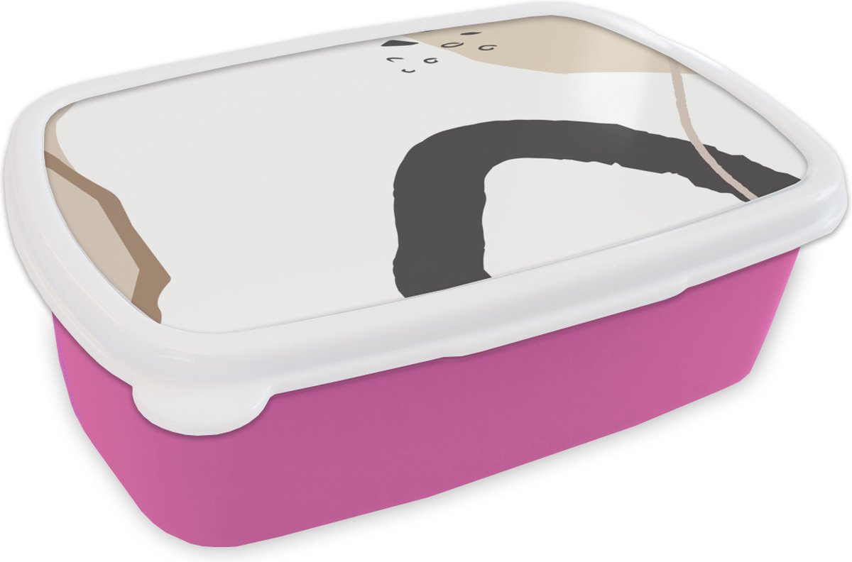 Broodtrommel Roze - Lunchbox - Brooddoos - Zomer - Abstract - Wit - 18x12x6 cm - Kinderen - Meisje