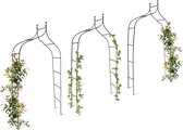 Relaxdays 3x rozenboog metaal dubbele spits - weervast - plantensteun - tuinboog - groen