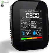 MoreLife CO2 Meter | Multifunctionele 5-in-1 CO2 meter |Thermometer voor zowel binnen als buiten | Digitale CO2 Thermometer | CO2 Meter Binnen | CO2 Meter Horeca | CO2 Meter voor Luchtkwalite