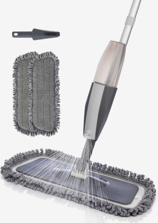 Microvezel Spray mop - Inclusief 2 microvezel doeken  - microvezel vloerwisser met sprayfunctie - dweil met sprayfunctie