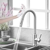 Kamyra® Keukenkraan met Uittrekbare Uitloop - Sproeiknop en Sprayknop - Met Touch Sensor - Geborsteld Nikkel