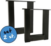 Stalen onderstel U salontafelpoot 6x6cm koker - transparant gepoedercoat