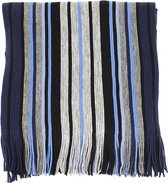 Warme sjaal - Blauwe grijze sjaal - Acryl sjaal - Gestreepte sjaal
