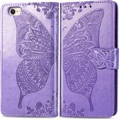 Apple iPhone 8 Hoesje - Mobigear - Butterfly Serie - Kunstlederen Bookcase - Paars - Hoesje Geschikt Voor Apple iPhone 8