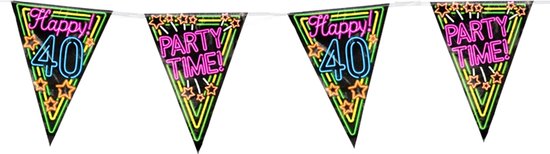 Paper Dreams Vlaggenlijn Happy 40! Party Time! 10 Meter Zwart