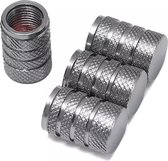 TT-products ventieldoppen 3-rings Grey aluminium 4 stuks grijs - auto ventieldop - ventieldopjes