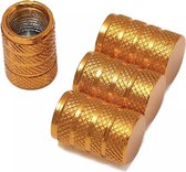 TT-products ventieldoppen 3-rings Gold aluminium 4 stuks goud - auto ventieldop - ventieldopjes