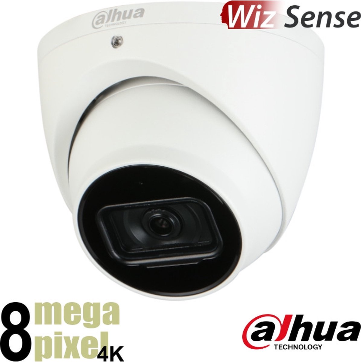 Dahua Beveiligingscamera - IP Dome Camera - 4K - WizSense - Starlight - 2.8mm Lens - Micro SD-kaart Slot - Triple Stream - Camerabewaking