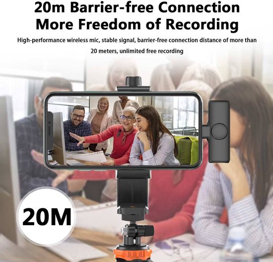 2 Pack Professionele Draadloze Lavalier Microfoon voor iPhone iPad, Revers Microfoons Plug-Play Clip op Revers Mic voor YouTube, Opnemen, Vlog, Facebook Live TikTok