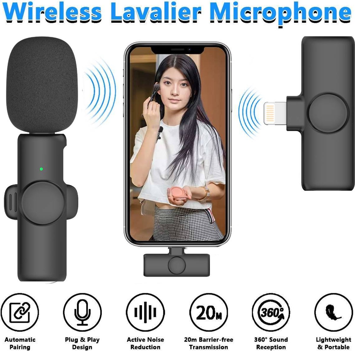 WINNES Draadloze lavalier microfoon voor Iphone en iPad IOS-systeemtelefoon,  plug &... | bol.com