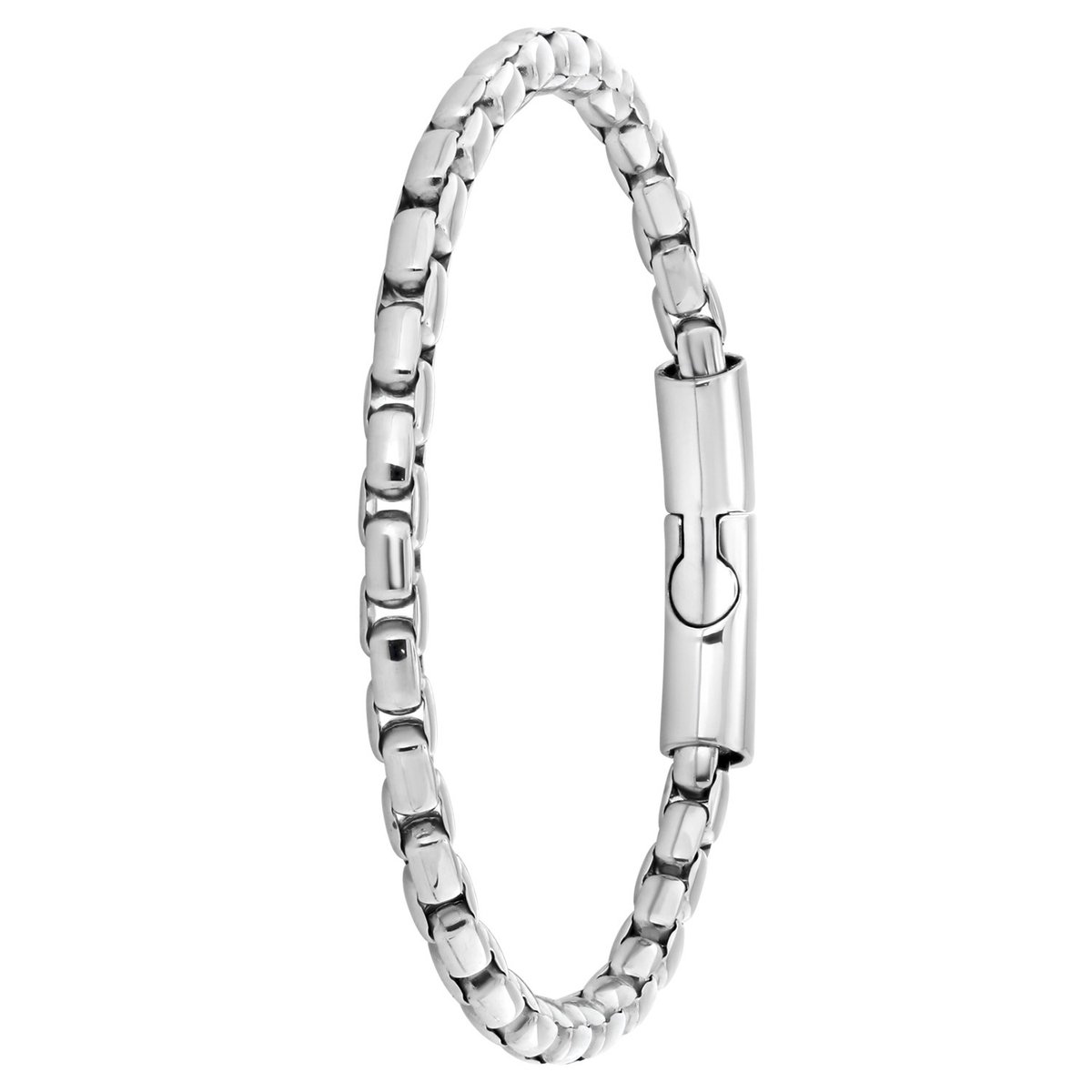 Lucardi Heren Armband fantasie - Staal - Armband - Vaderdag Cadeautje - 19 cm - Zilverkleurig