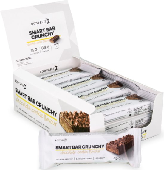Body & Fit Smart Bars Crunchy - Proteïne Repen / Eiwitrepen - Chocolade/Cookie - 12 eiwitrepen (1 doos)