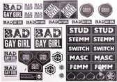 Stickervel A4 - Bad Gay Girl - Lesbian - Lesbisch - Switch - Regenboog - sticker